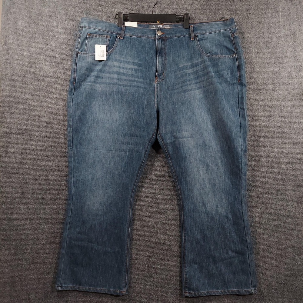 Stretch Denim Jeans Womens W 48x28 Plus Blue Medium Wash Straight‎ Relaxed Fit